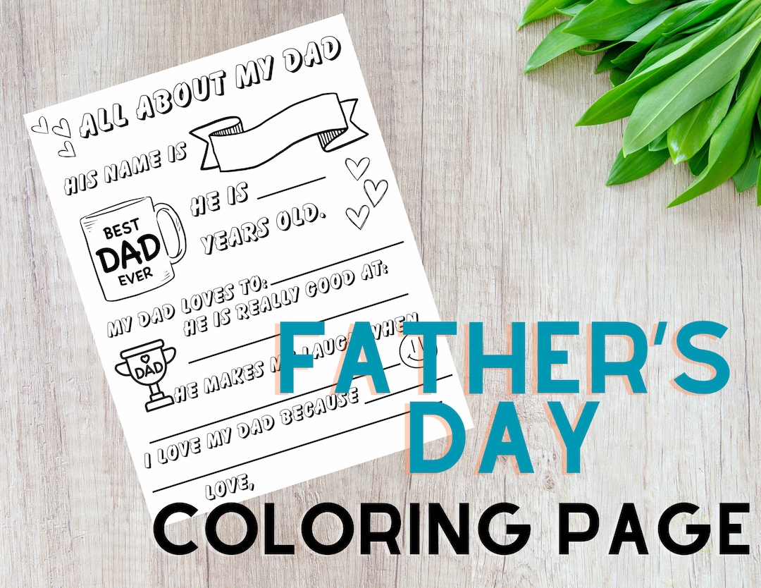 All About My Dad Coloring Page - Etsy