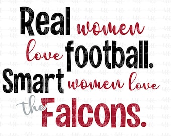 Falcons Football Clipart: Real Women Love Football Design (Digital Download)