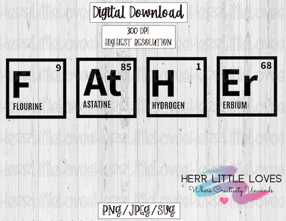 Download Father Periodic Table Lettering Png Svg Jpeg Fathers Day Etsy