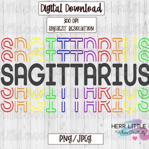 Rainbow stacked Sagittarius Svg, Zodiac SVG, Zodiac designs, Sagittarius PNG, SUBLIMATION, Birthday clipart, Zodiac tshirt, Astrology svg