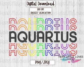 Rainbow Aquarius SVG: Stacked Zodiac Design (Digital Download)