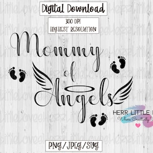 Mama van engelen PNG SVG JPEG | Mama-sublimatie | Miskraam ontwerpt digitale downloads