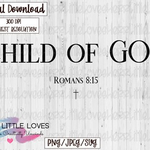 Kind Gottes Römer 8:15 PNG SVG JPEG | Zitate Designs Sublimation | Druckfertige Digitale Downloads