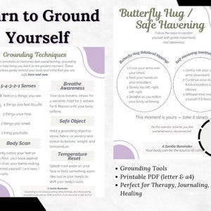 Grounding Techniques Printable Workbook | Trauma Healing, CPTSD Support, Anxiety Relief, Therapy Tools PDF