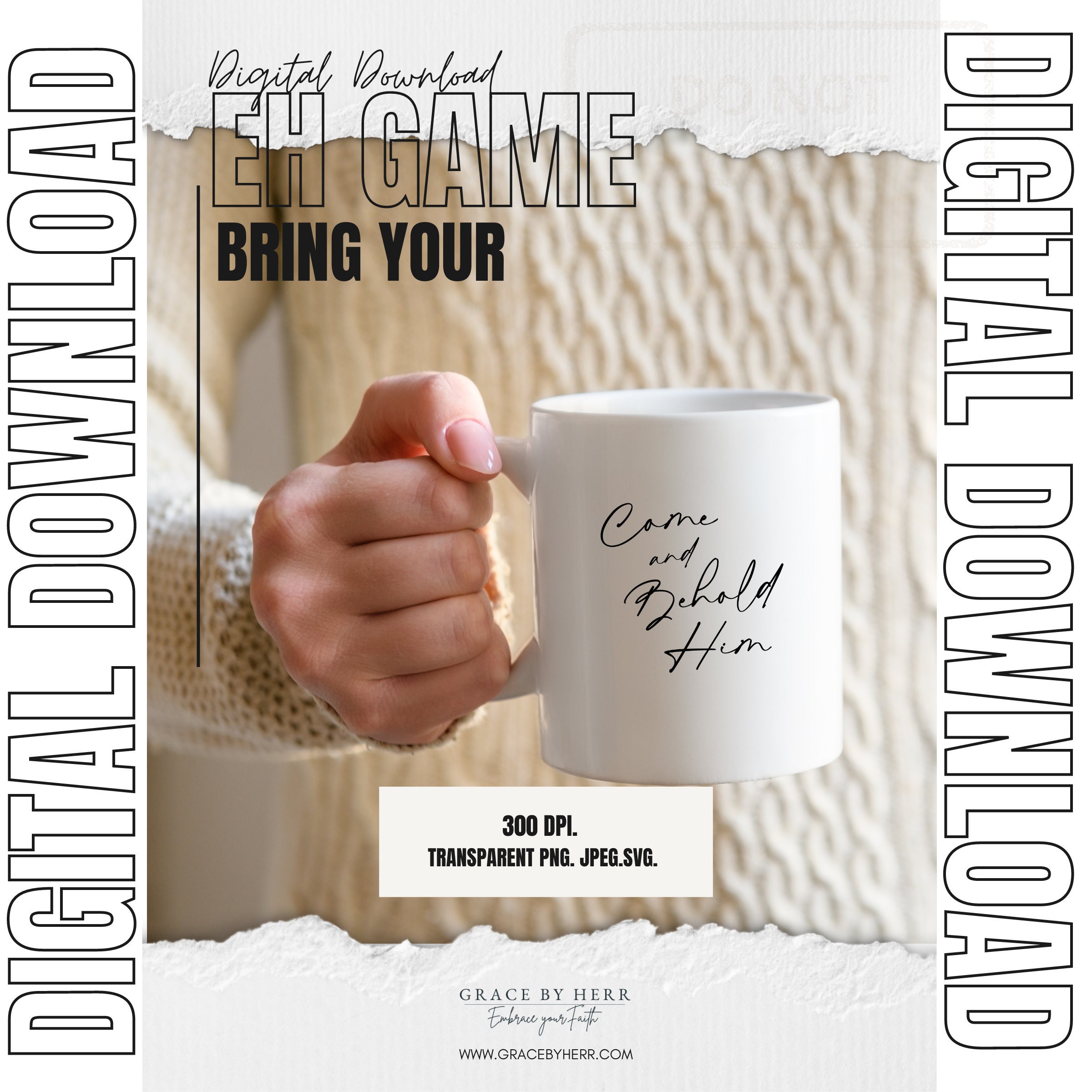 Come and Behold Him Christian SVG: Scripture T-shirt Design (digital ...
