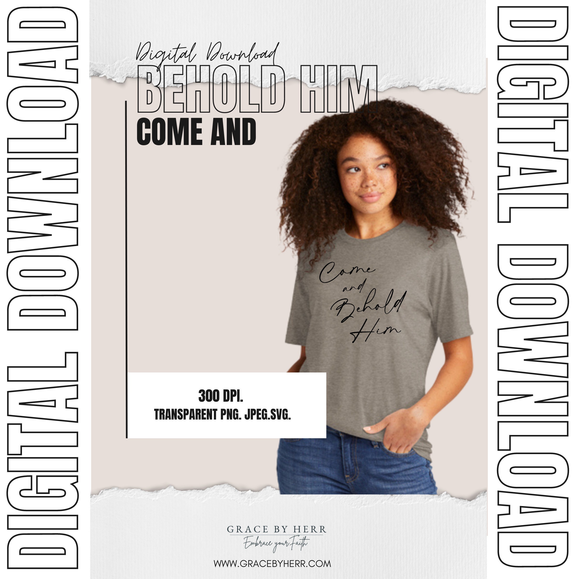 Come and Behold Him Christian SVG: Scripture T-shirt Design (digital ...