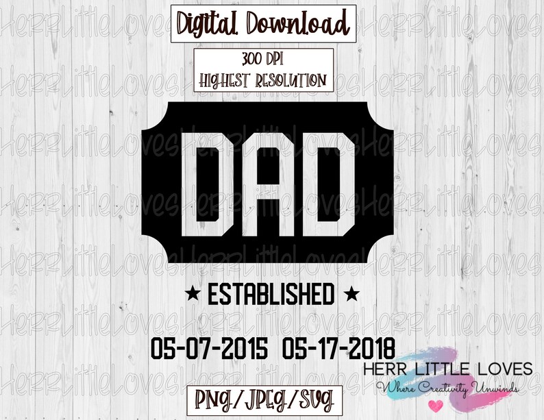 NONCHANGEABLE Dad Established With Dates SVG JPEG Custom Etsy
