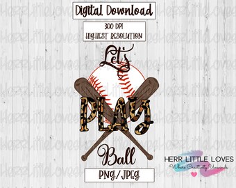 Leopard Baseball Clipart: Softball Transfer PNG JPEG (Digital Download)