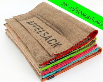 Sewing instructions for an apple sack notebook bag