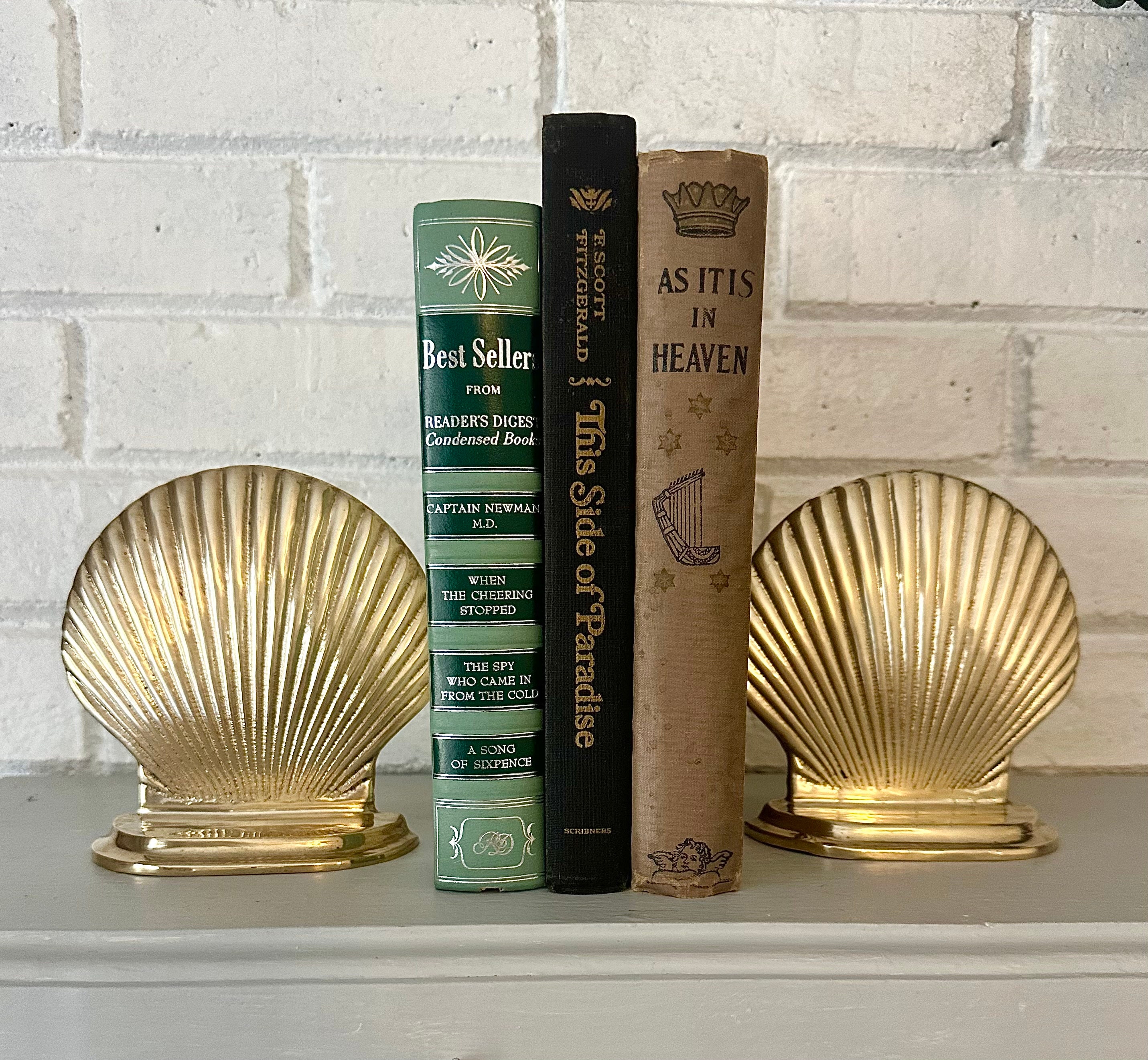 Brass Clam Shell Bookends Heavy Brass Nautical Decor Beach House