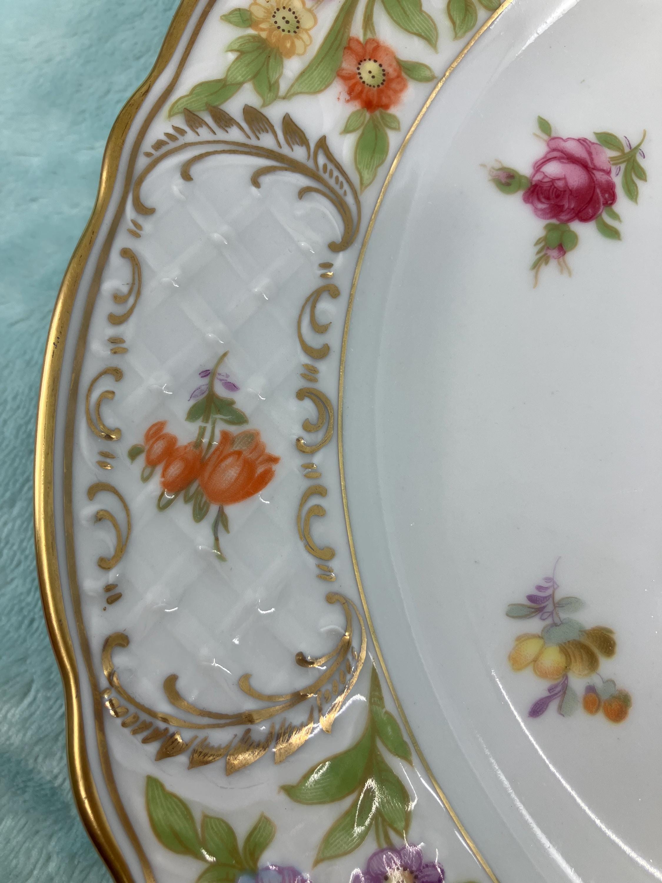 Rare Empress Dresden Flowers Dinner Plate by Schumann – Bavaria Germany ...