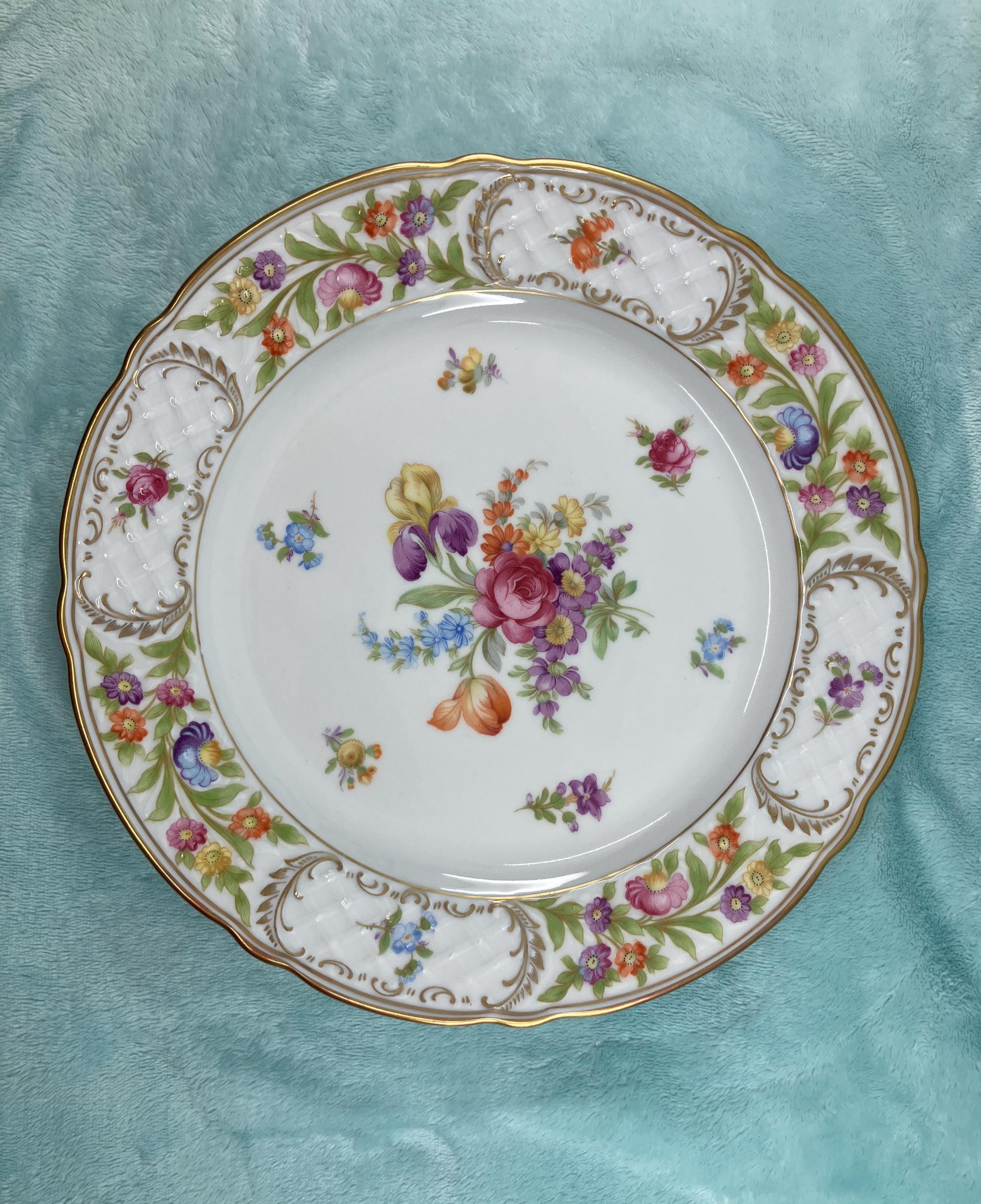 Rare Empress Dresden Flowers Dinner Plate by Schumann – Bavaria Germany ...