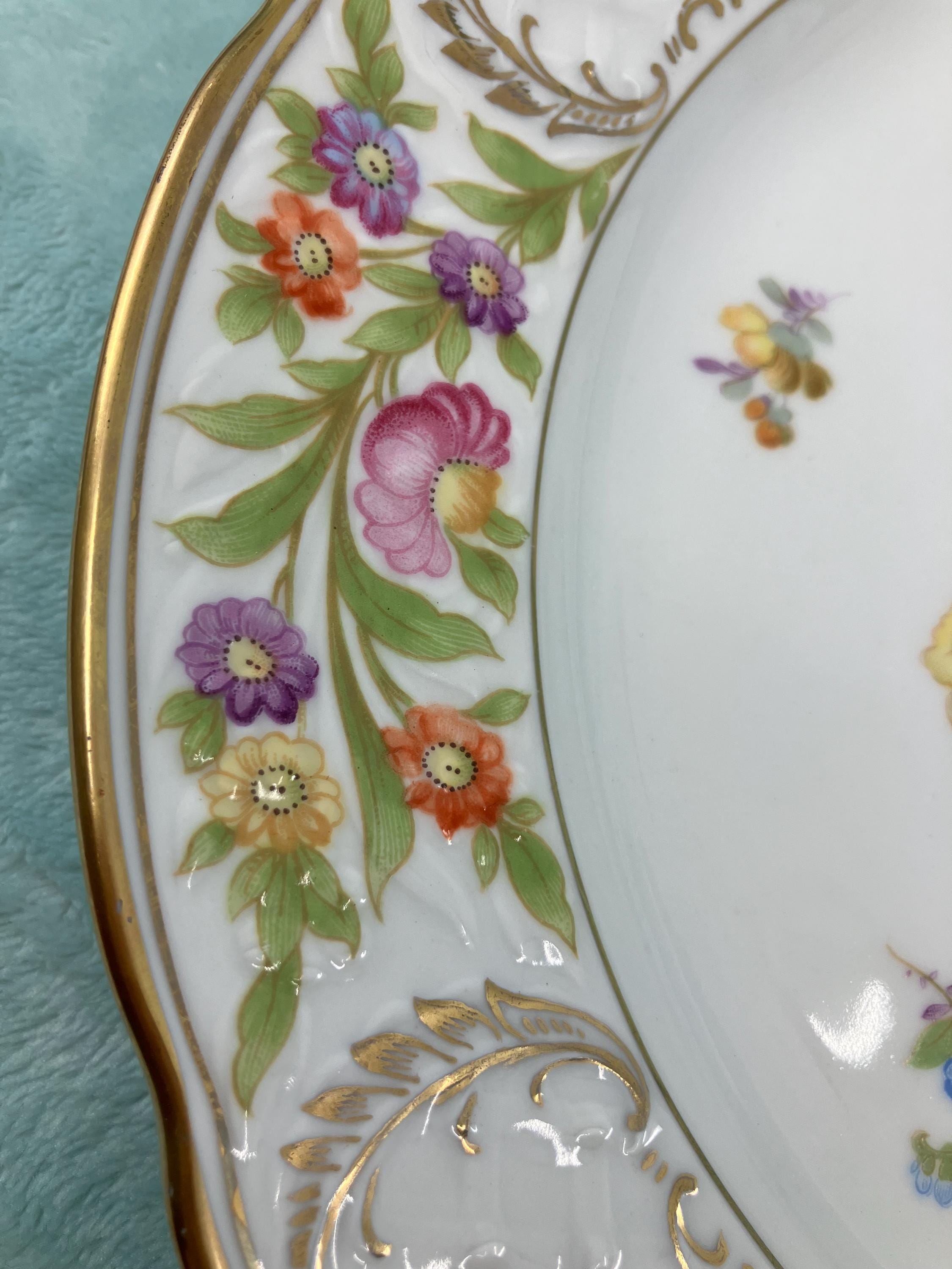 Rare Empress Dresden Flowers Dinner Plate by Schumann – Bavaria Germany ...