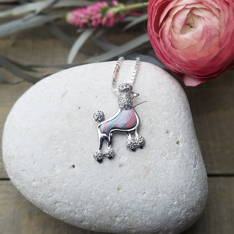 Jewelry from Meaningful Flowers or Cremains Pet Cremains Pendant CZ Poodle Pendant