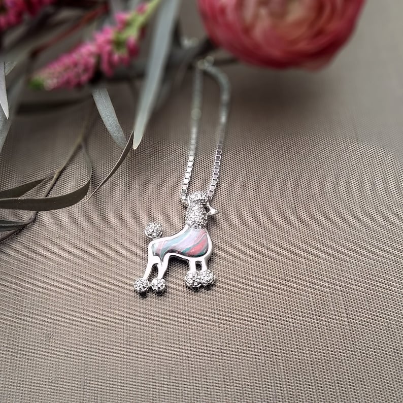 Jewelry from Meaningful Flowers or Cremains Pet Cremains Pendant CZ Poodle Pendant