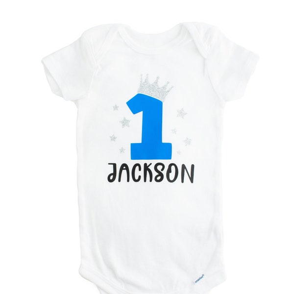 CUSTOM Name Blue Baby Onesie®  for birthday/ first birthday shirt, baby boy bodysuits for 1st bday outfit, personalized name shirts for boys