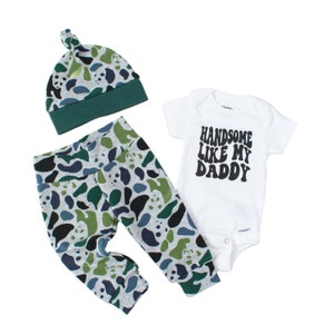 Newborn Boy Coming Home Outfit / handsome like my daddy, new born baby outfit, baby announcement tops, present for new dad and father to be