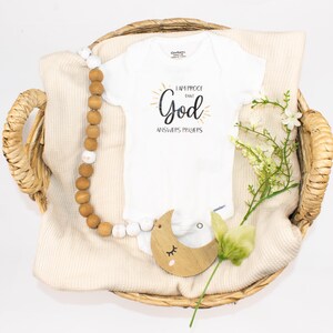 I Am Proof That God Answers Prayer white bodysuits/ baptism gift boy, gender neutral Christening gifts, baby dedication gift for infant girl