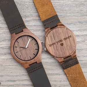 Mens Wooden Watches, Engraved Christmas Gifts For Men Personalized, Groomsman Gift for Him, 5th Anniversary, High School College Graduation image 1