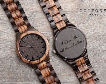 5th Anniversary Gifts for Guys Personalized Watch Father's Day Gifts for Husband Mens Wood Watch Gifts for Him Wooden Watch