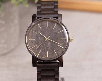 Mens Engraved Wooden Watch, Personalized Anniversary Gift Father's Day