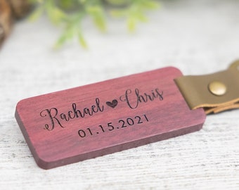 5th Anniversary Engraved Wood Key Chain, Anniversary Gifts for Men, Personalized Wooden Key Chain, Wooden Anniversary Gift for Him