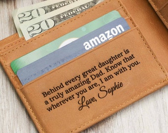 Unique Gifts for Dad, Mens Personalized Wallet, Father's Day Day Gift from Daughter, Mens Leather Wallet, Graduation Gifts for Him Dad Gift