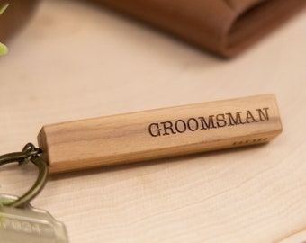 Wedding Party Gifts for Groomsmen, Engraved Wood Key Chain, Groomsmen Proposal, Groomsmen Gift Set, Personalized Gifts for Wedding Party