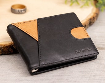 High School Graduation Gift for Him, Personalized Leather Wallet Money Clip, RFID Mens Slim Wallet, Personalized Mens Gift, Fathers Day Gift