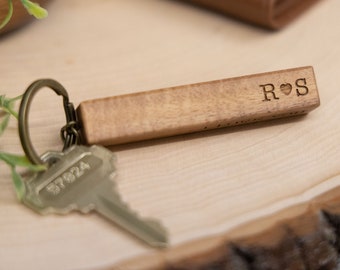 Engraved Wood Bar Key Chain - Personalized Keychain Anniversary Gifts, Graduation, Custom Keychain for New Driver Home Car, Realtor Keys