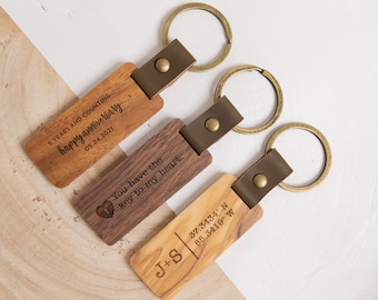 Mother's Day Gifts, Custom Wood Engraved Keychain, Personalized Key Chain, 5th Anniversary Gift, Corporate Realtor Gift, Mom Gift