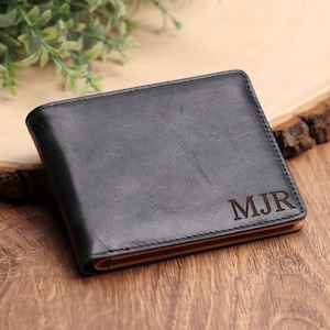 Personalized Christmas Gift for Husband, Mens Black Leather Wallet, Anniversary Gifts for Him, Birthday Gift for Men, RFID Bifold Wallet