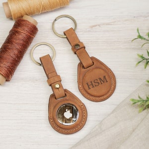 Personalized Air Tag Holder Leather, Gifts for Him Anniversary, Custom Gift for Boyfriend Girlfriend, Air Tag Keychain, Dog Collar