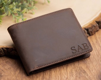 High School Graduation Gift, Valentines Day Gift for Him, Genuine Leather Dark Brown Bifold Wallet, Custom Gifts for Son Teens, Gift for Him