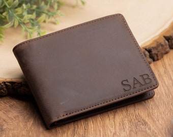 Personalized Gift Wallet for Dad Husband Boyfriend Brother, Genuine Leather Mens Bifold Wallet Dark Brown, Father's Day Day Gifts for Him