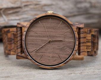 Personalized Valentines Gift for Husband, Mens Wood Watch, Engraved Wooden Watches for Men, Unique Gifts for Dad, Custom Gift for Boyfriend