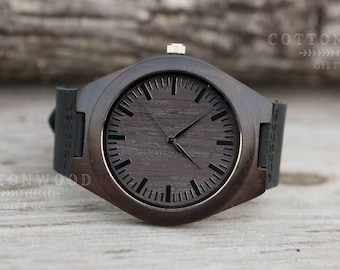 Engraved Wooden Mens Watch, Personalized Anniversary Gift