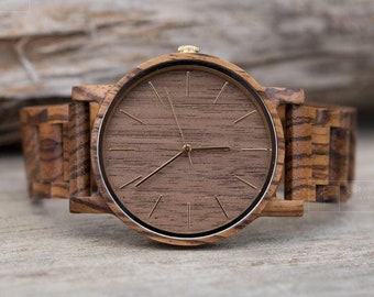 Personalized Father's Day Day Gifts for Men, Engraved Mens Wood Watch, Gift for Husband from Wife, Wooden Watch 5th Anniversary Gift