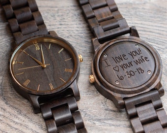 Groom Gift from Bride Father of the Groom Gift Personalized Wooden Watch Father of the Bride Gift Engraved Watch Wood Watches Groomsmen