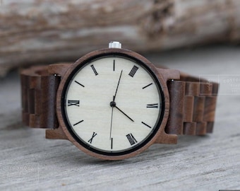 Personalized Wooden Watch, Engraved Anniversary Gift for Him