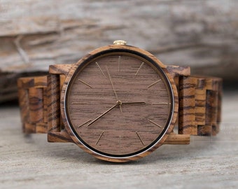 Montre en bois personnalisée : cadeau d'anniversaire gravé pour homme pour la fête des pères