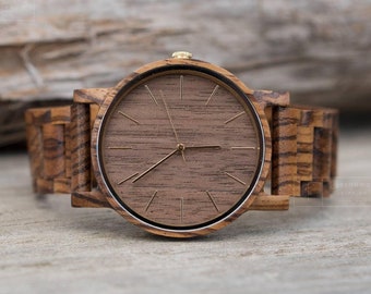 Mens Personalized Christmas Gift, Engraved Wood Watch for Him, Unique Gifts for Husband Boyfriend Dad, Personalized Anniversary Birthday