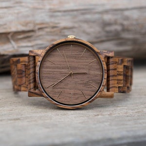 Mens Personalized Christmas Gift, Engraved Wood Watch for Him, Unique Gifts for Husband Boyfriend Dad, Personalized Anniversary Birthday image 1