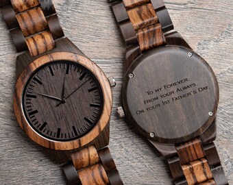 Fathers Day Gifts for Him, Mens Wooden Watch, First 1st Fathers Day Gifts, Gifts for Dad, Wife to Husband Gift, Wood Watch, Dad Gift, Father