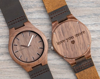 Anniversary Gifts for Men Personalized Gift for Boyfriend Mens Engraved Wood Watch Custom Gift for Him Mens Personalized Watches