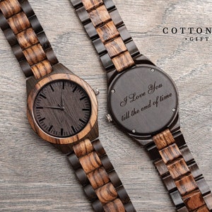 5th Anniversary Gifts for Guys Personalized Watch Father's Day Gifts for Husband Mens Wood Watch Gifts for Him Wooden Watch