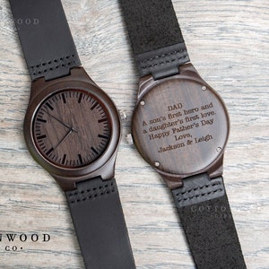 Father's Day Day Gift from Daughter, Personalized Gifts for Dad, Mens Wooden Watch, Mens Gift from Son, Mens Personalized Watches image 1