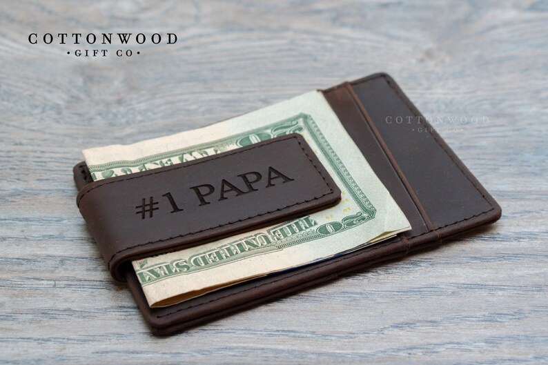 Mens Leather Wallet Leather Money Clip Engraved Money Clip Etsy - image 0