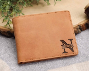 Personalized Leather Wallet, RFID Blocking, Anniversary Gift for Men
