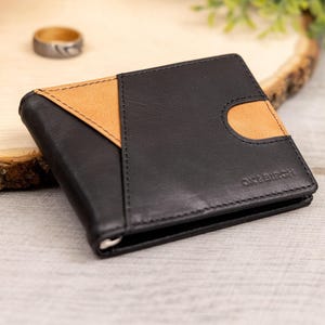 Regalo de graduación de secundaria para él, billetera de cuero personalizada con clip para dinero, billetera delgada RFID para hombre, regalo personalizado para el día del padre para hombre